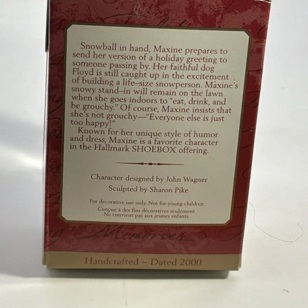 Vintage 2000 Hallmark Keepsake Ornament Self-Portrait Maxine Snowman w/Box